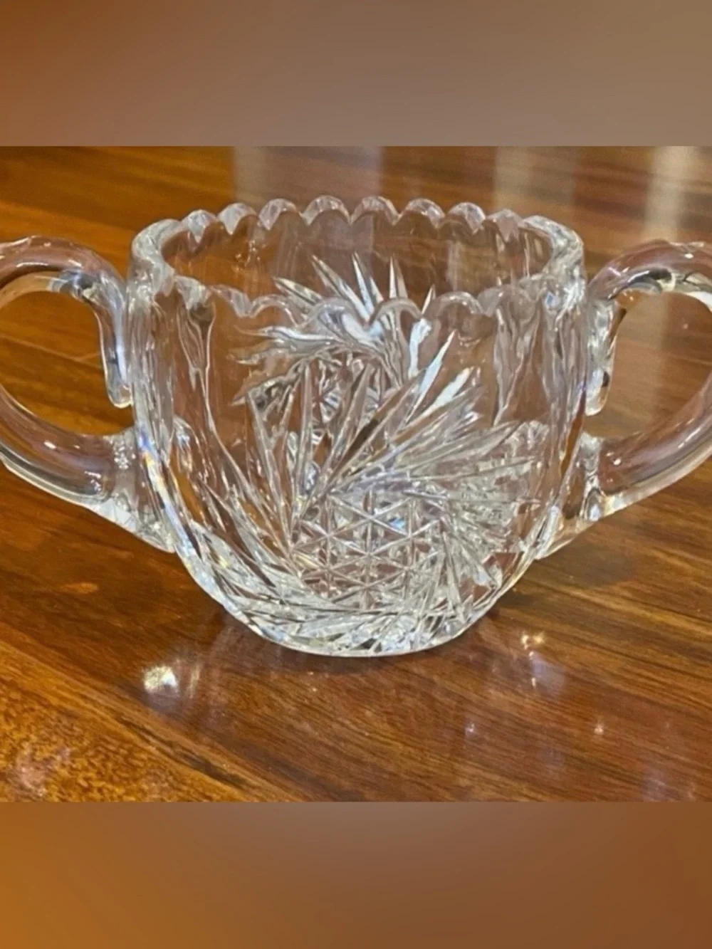 Vintage American Cut Pinwheel open sugar Bowl  Crystal
